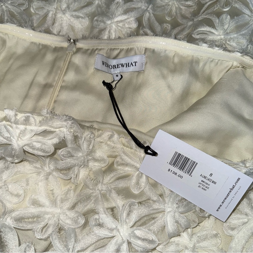 WeWoreWhat A-line Lace Mini Dress Ivory Size 8 - Picture 8 of 10